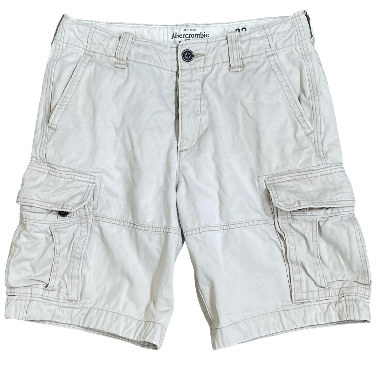 Abercrombie & Fitch Cargo Shorts Mens 31 Tan Khaki Button Fly Utility Baggy Y2k